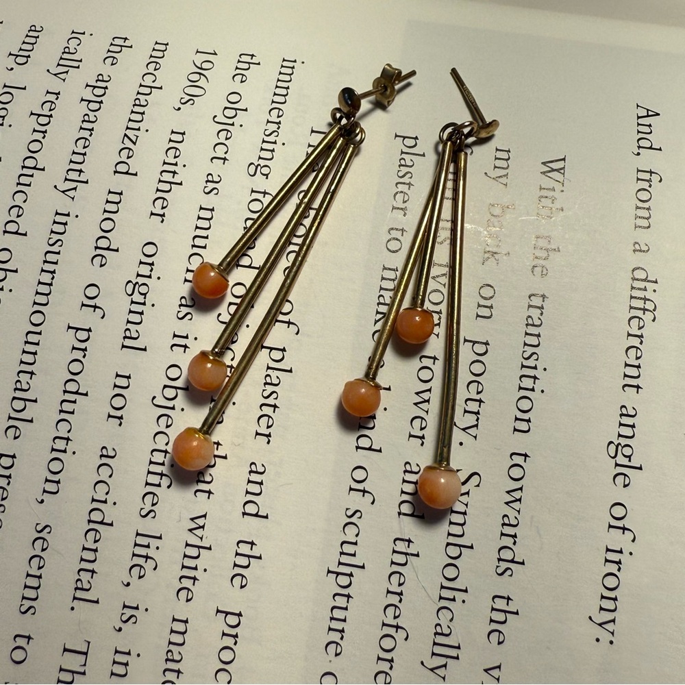 Antique 9kt gold and coral drop earrings